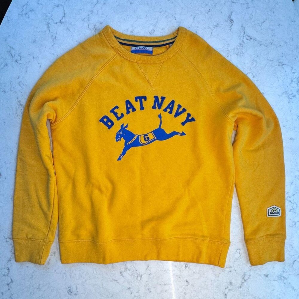 El Ganso “Beat Navy” Mule Mascot Sweatshirt – Preppy Collegiate Crewneck - Sz.S